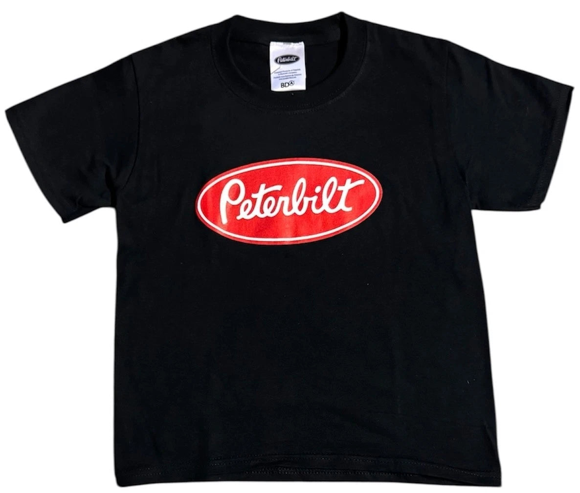 Black T-Shirt for Peterbilt Trucks (Youth M) - Classic Logo Graphic Tee