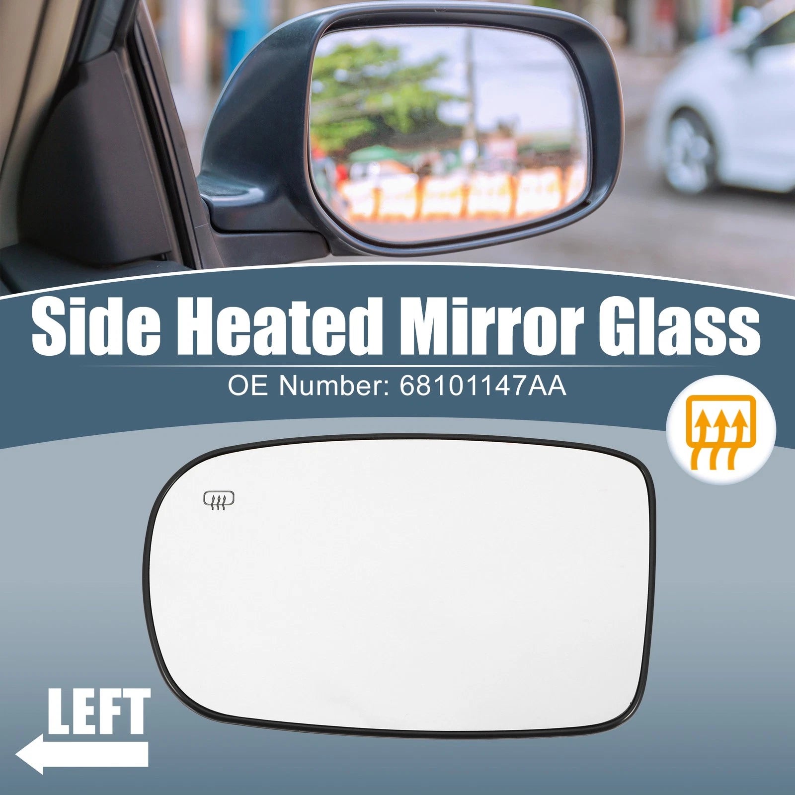 Heated Mirror Glass Left Driver Side for Chrysler 200 (2011–2016) 68101147AA