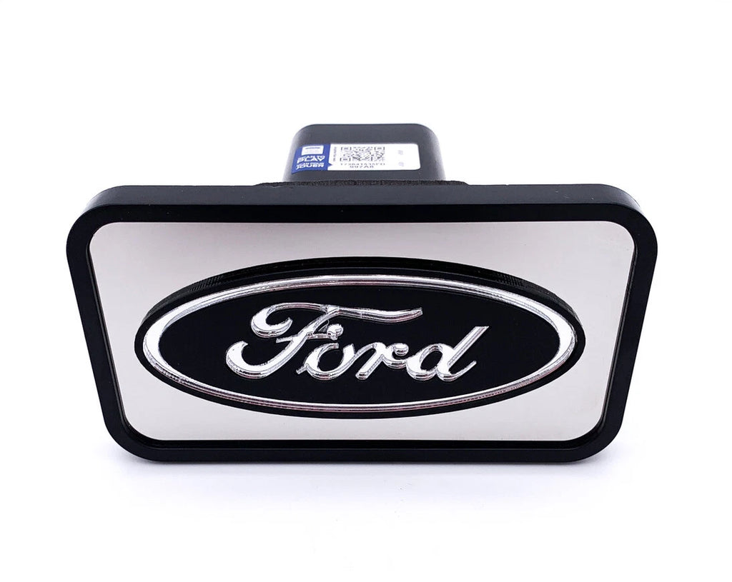 Tow Hitch Cover ABS Mirrored with Black Ford Oval Logo for 2" Receivers (Ford)