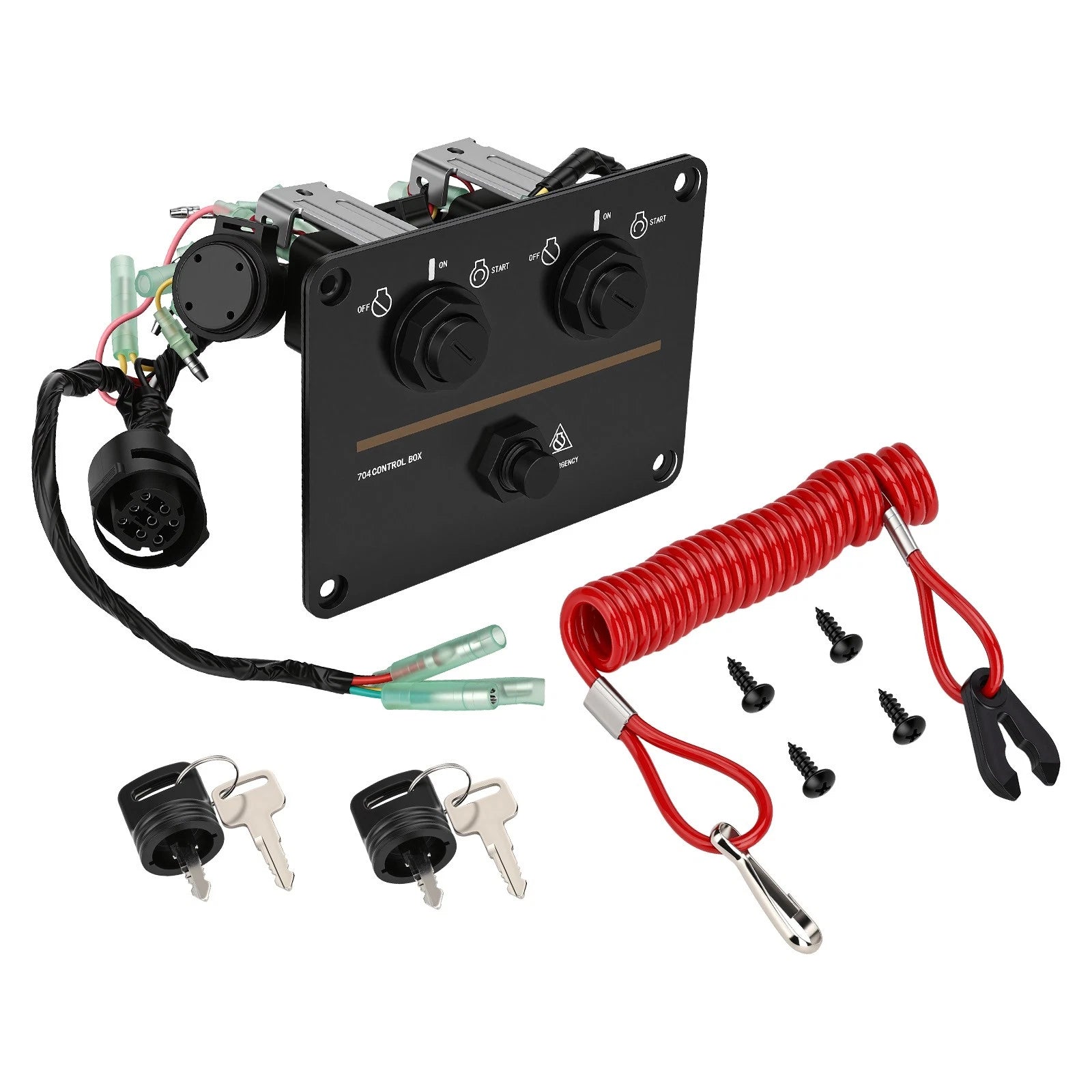 Dual Twin Ignition Key Kill Switch for Yamaha Outboard (6K1-82570-15-00)