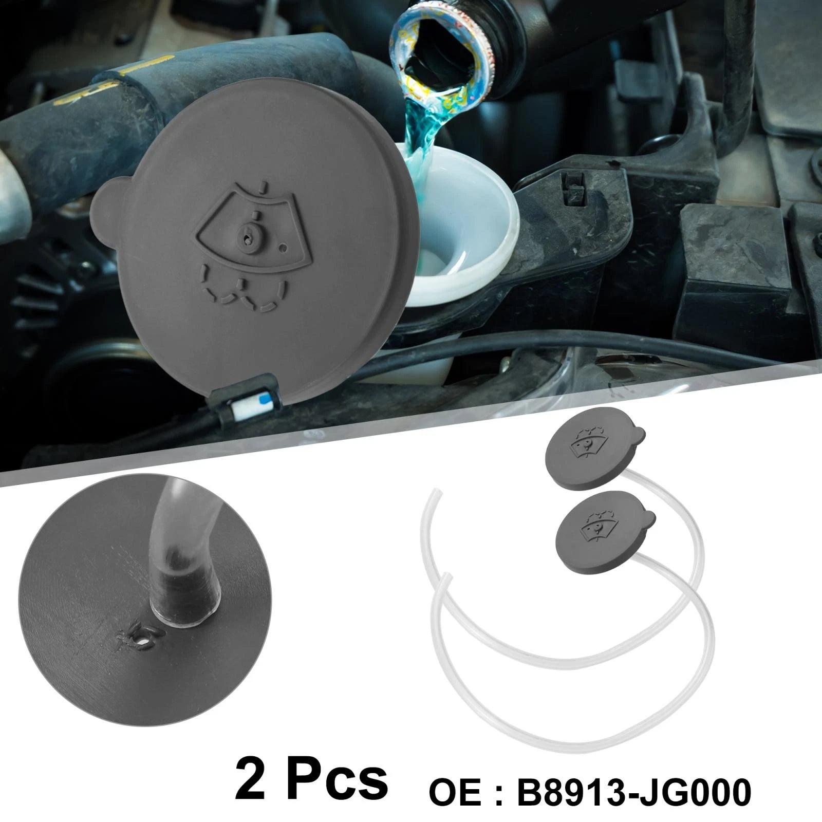 2X B8913-JG000 Windshield Washer Fluid Reservoir Cap for Nissan Rogue (2008–2013)