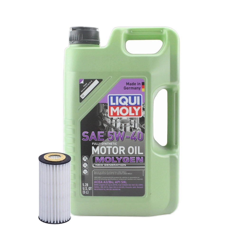5L Liqui Moly Molygen 5W-40 Oil Change Kit for Audi L4 1.8/2.0L (2010–2023)