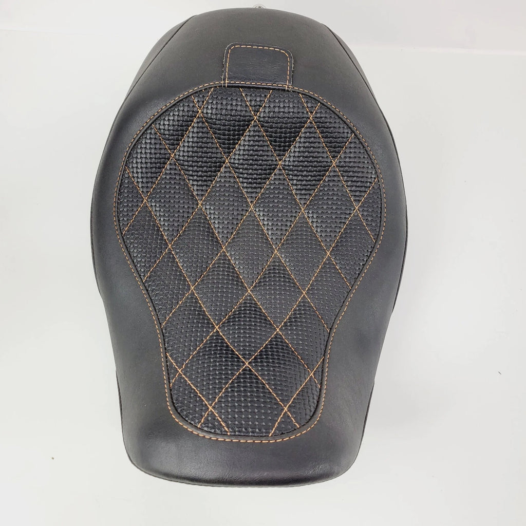 Solo Seat for Harley Dyna Wide Touring (2006–2017) - Orange Diamond Stitch