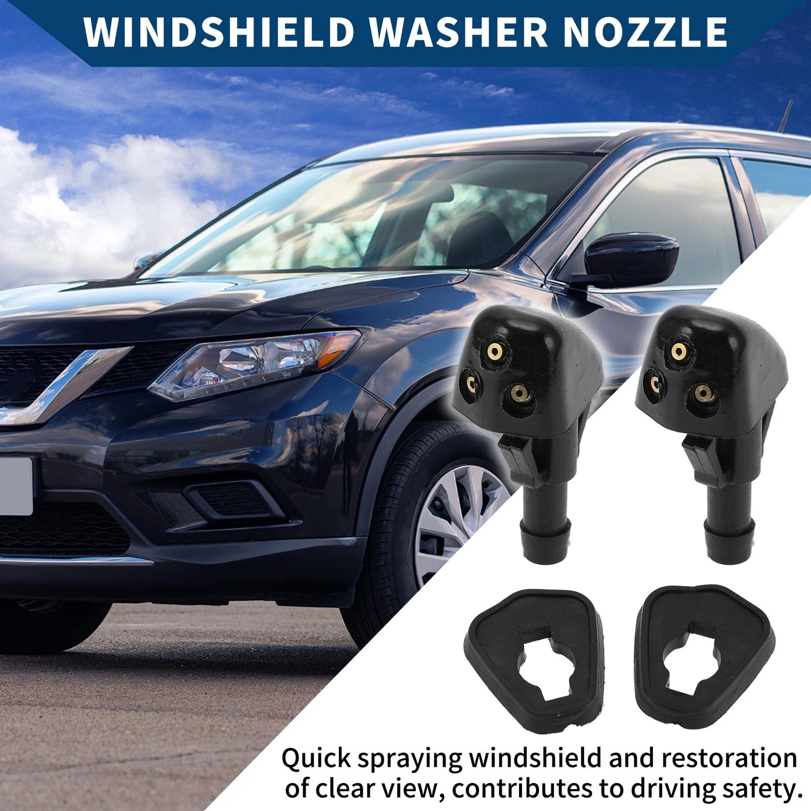 2pcs Front Windshield Washer Nozzles for Suzuki Aerio SX4 Grand Vitara Swift (2001–2014)