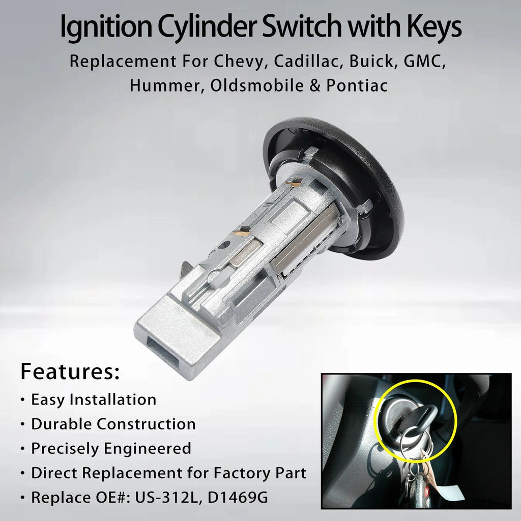Ignition Switch Lock Cylinder w/ Keys for Chevy Avalanche Tahoe GMC Sierra (2000–2007)