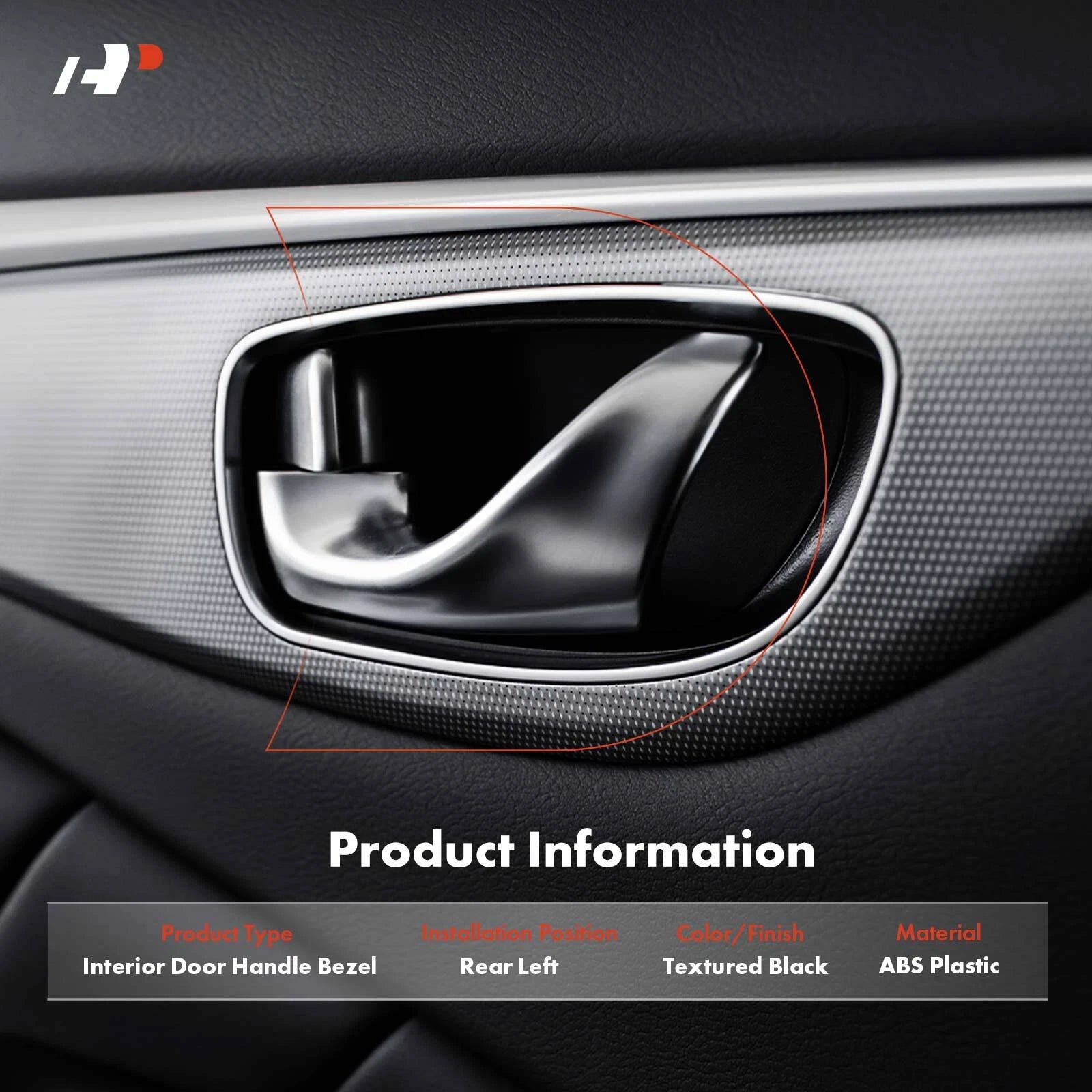 Rear Left Black Interior Door Handle for Chevrolet Trailblazer (2002-2009)