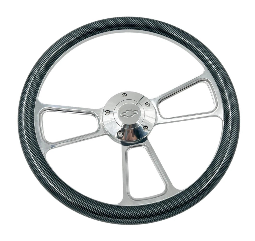 14 Inch Billet Steering Wheel Replacement with CF Style Wrap for Chevrolet (2000–2024)