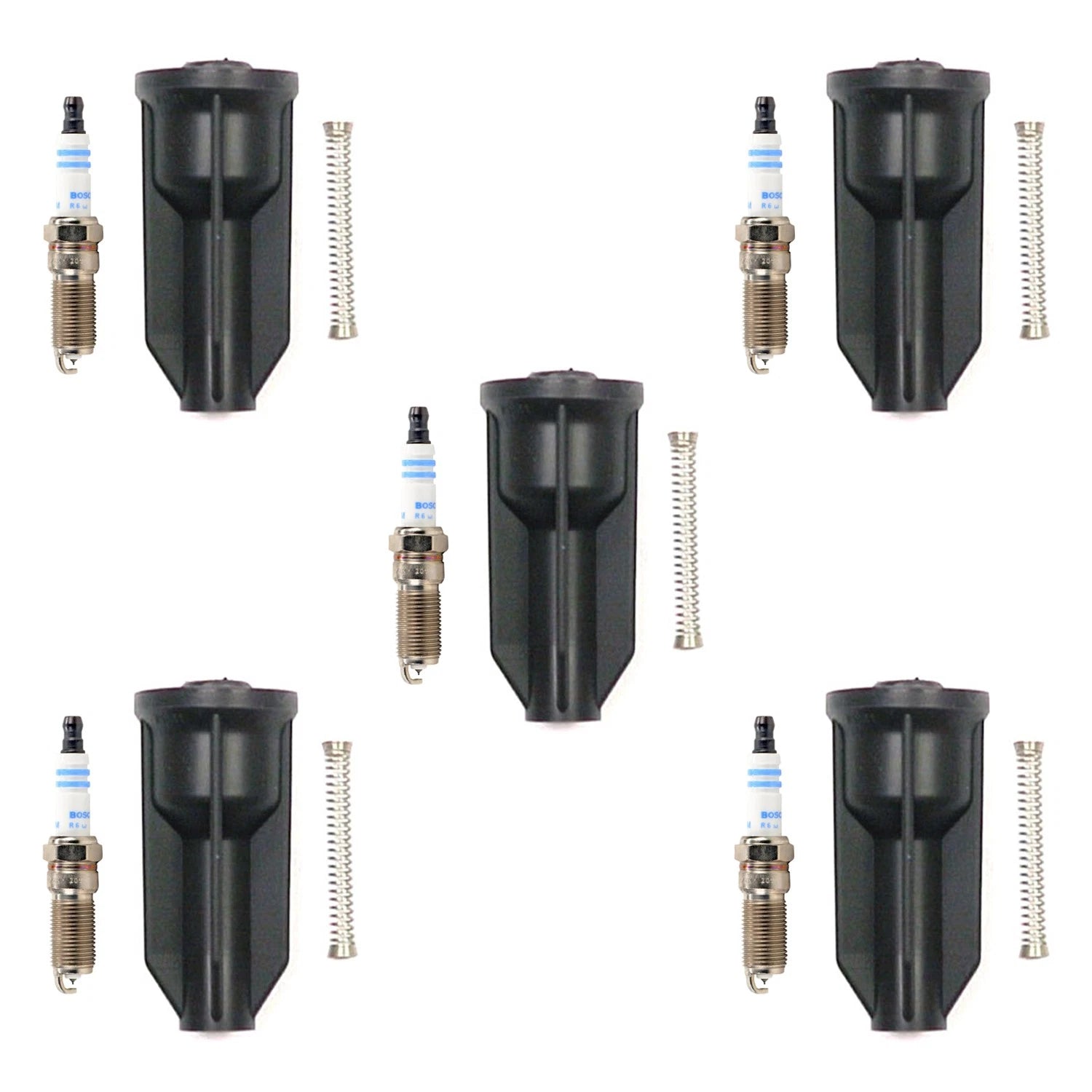 Set of 5 Bosch Platinum Spark Plugs & Denso Coil Boots for Colorado i-350 (2004–2012)