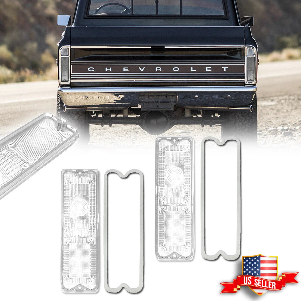 2X Clear Tail Light Lenses for Chevy GMC Pickup Truck (1967–1972)