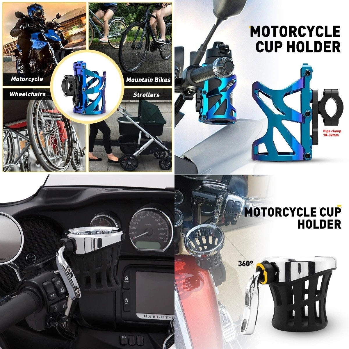 Adjustable Handlebar Cup Holder for ATV Bike (Fits )