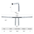 10" T-Bar Handle Bar for Harley Softail Dyna Sportster XL 883 XL1200 (Chrome)