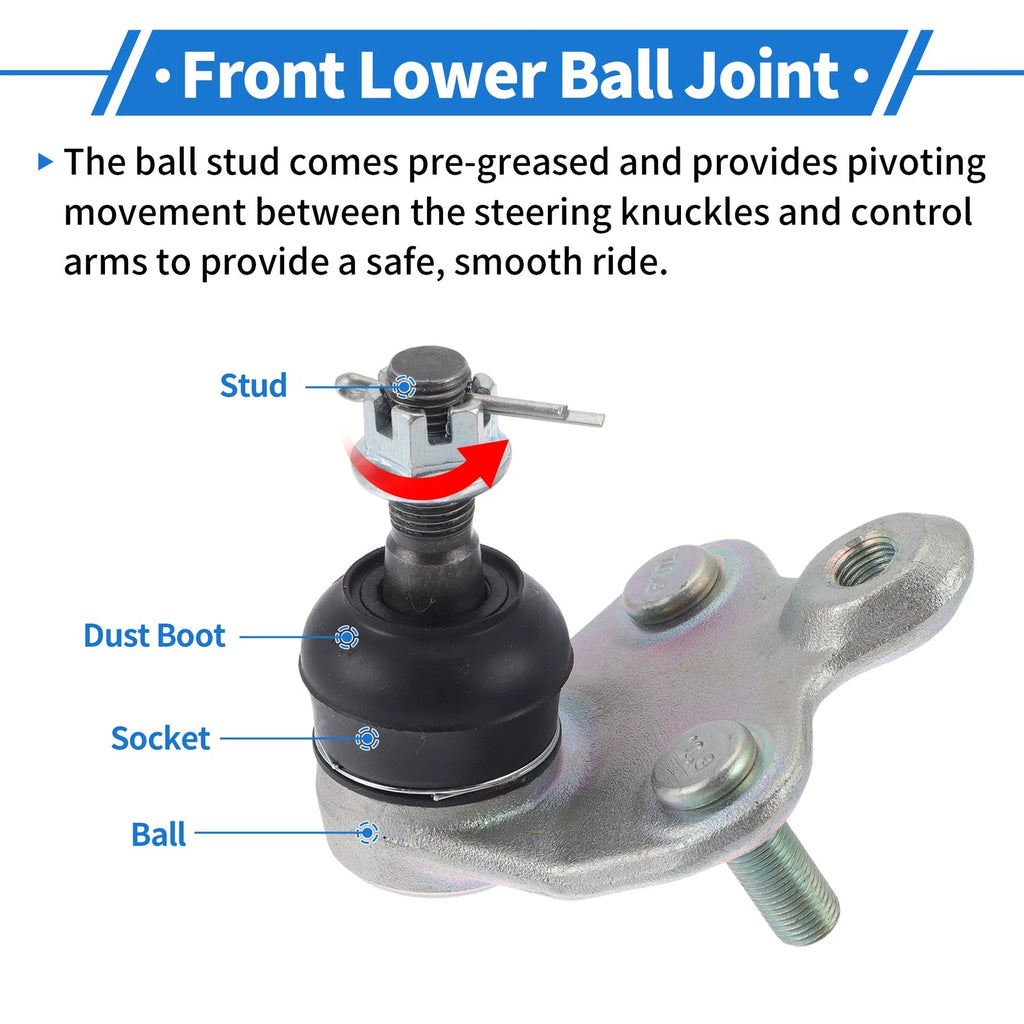2X Front Lower Ball Joints for Toyota Prius (2004–2009) No.K500384/4333049055
