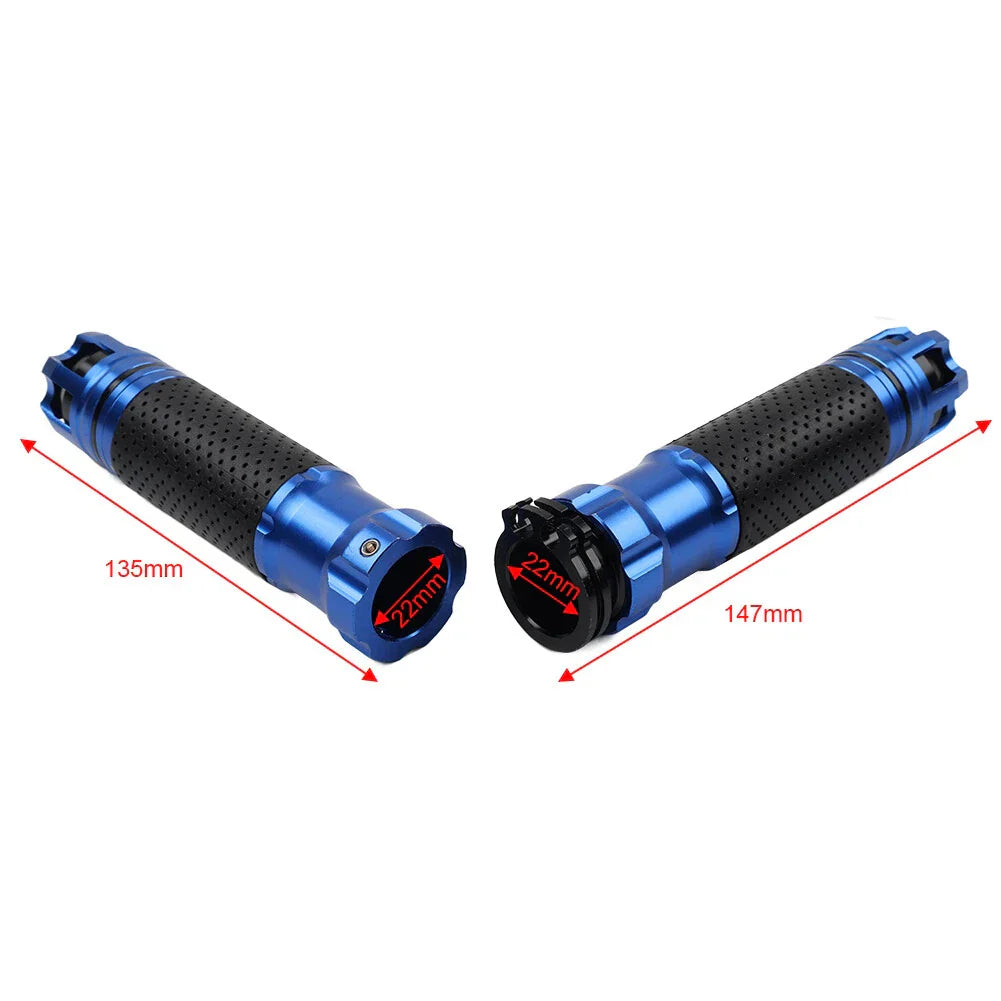 22MM BLK+RED Handle Bar Hand Grips for Honda, Suzuki, Yamaha, Kawasaki