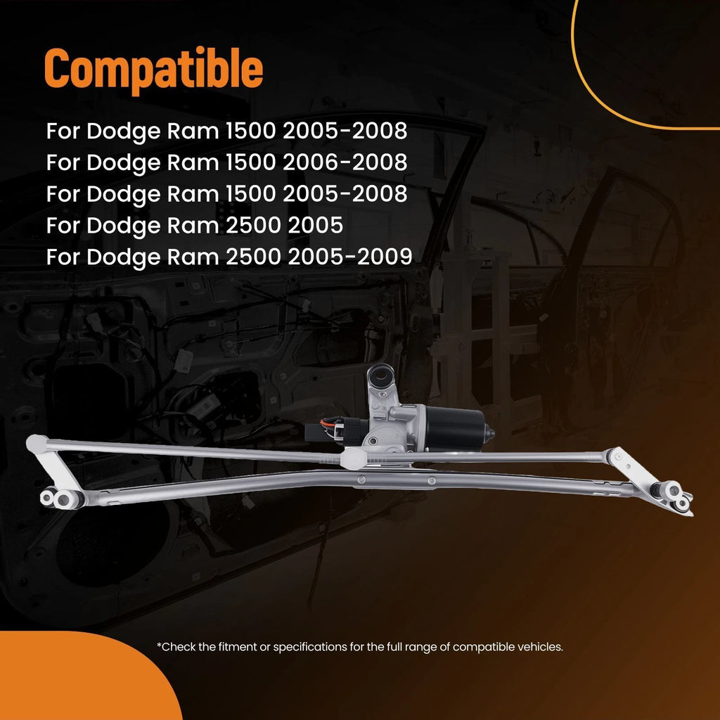 Windshield Wiper Linkage with Motor for Dodge Ram 1500-5500 (2005–2010) 4 Pin Aluminum