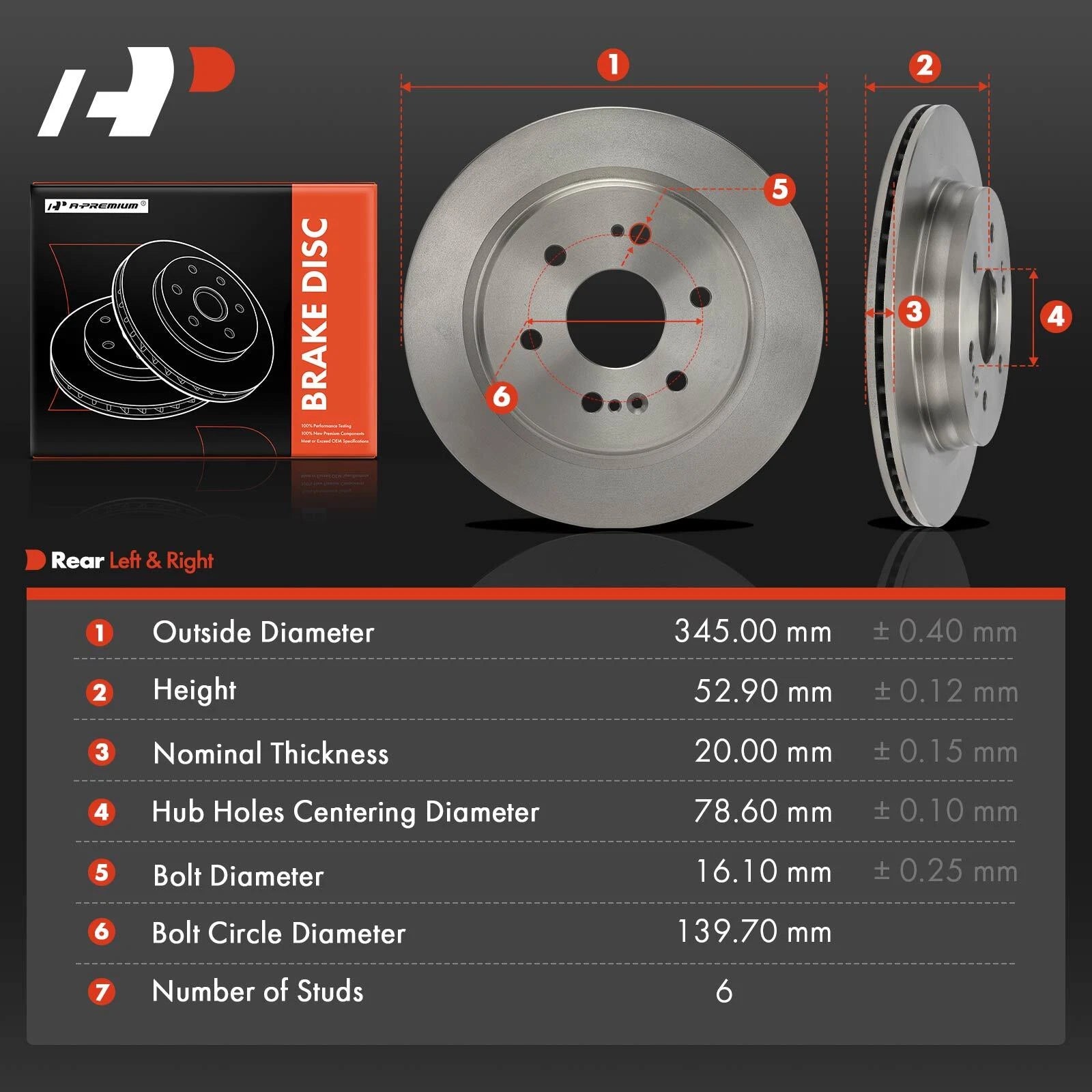 Rear Disc Brake Rotors for Chevy Silverado 1500, GMC Sierra 1500 (2019–2024)