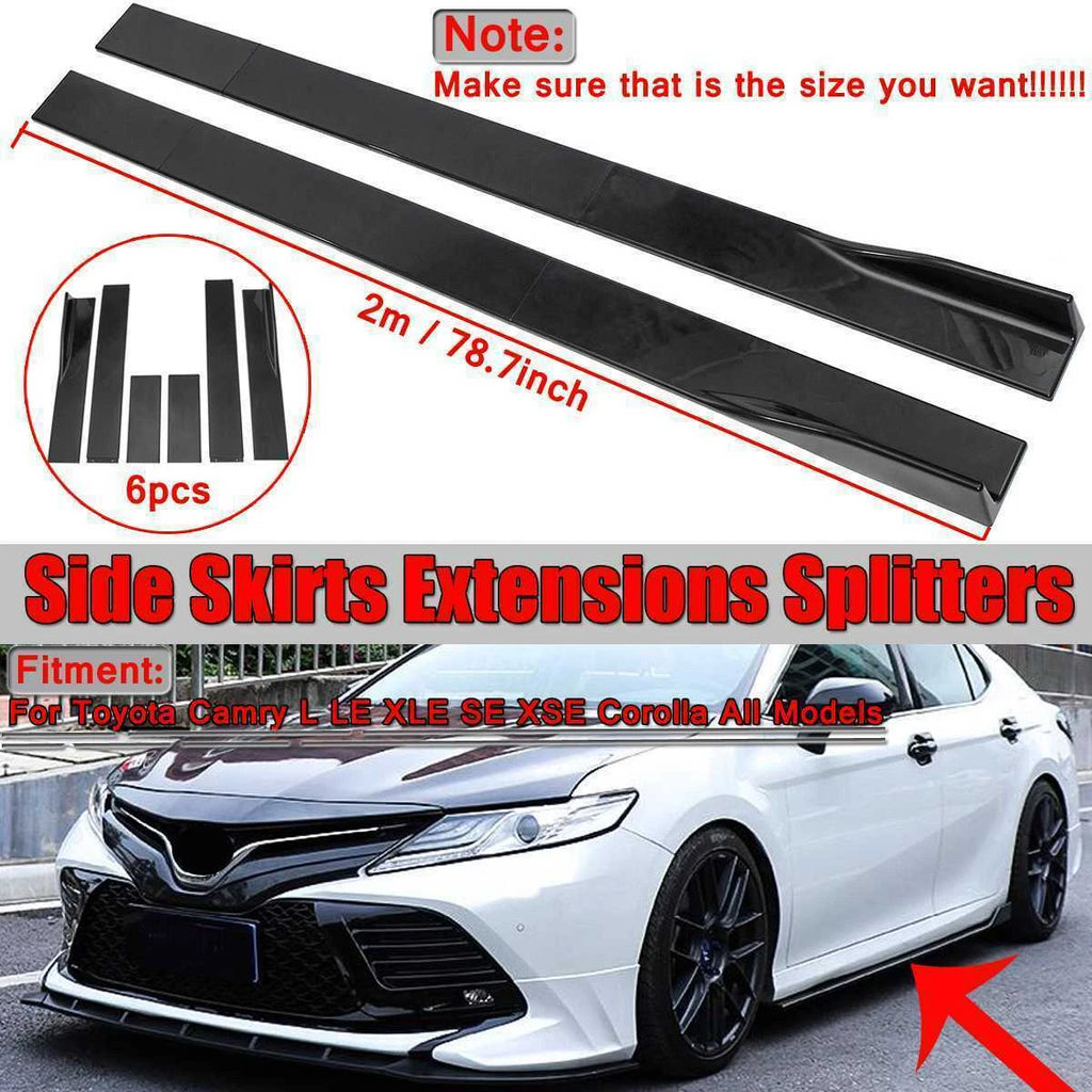 Gloss Black Side Skirt Rocker Panel for Toyota Corolla Camry (2001–2021)