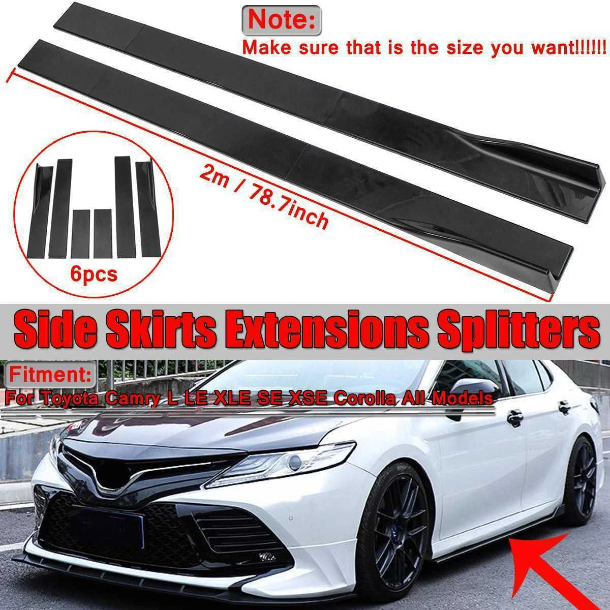 Gloss Black Side Skirt Rocker Panel for Toyota Corolla Camry (2001–2021)