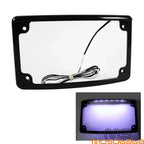 Curved License Plate Frame w/LED Light for Harley Chopper Bobber