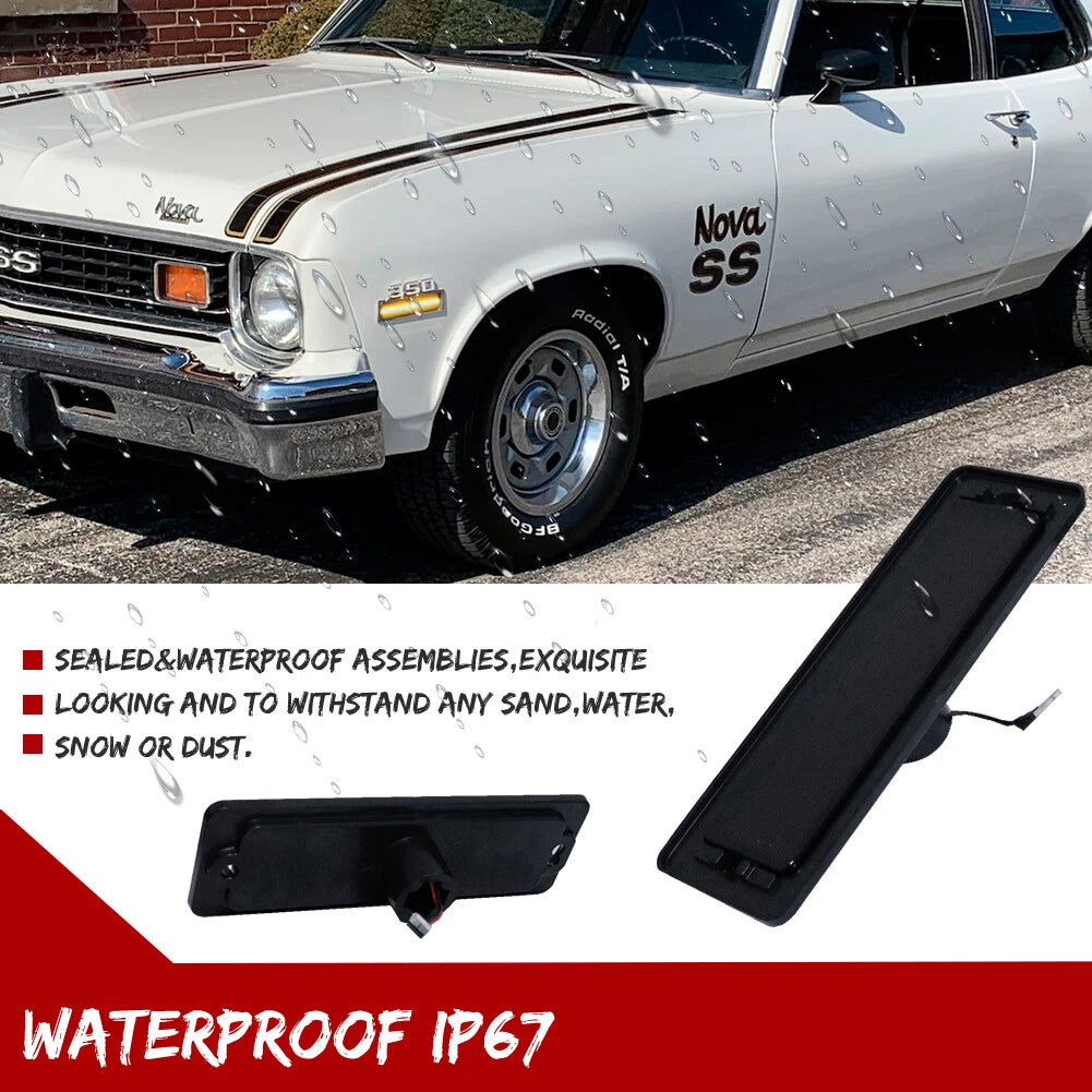 Smoked Lens Amber LED Side Marker Lights for Chevy Nova (1970–1974)