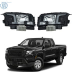 Headlight Set for Nissan Frontier (2022–2023) Halogen Black