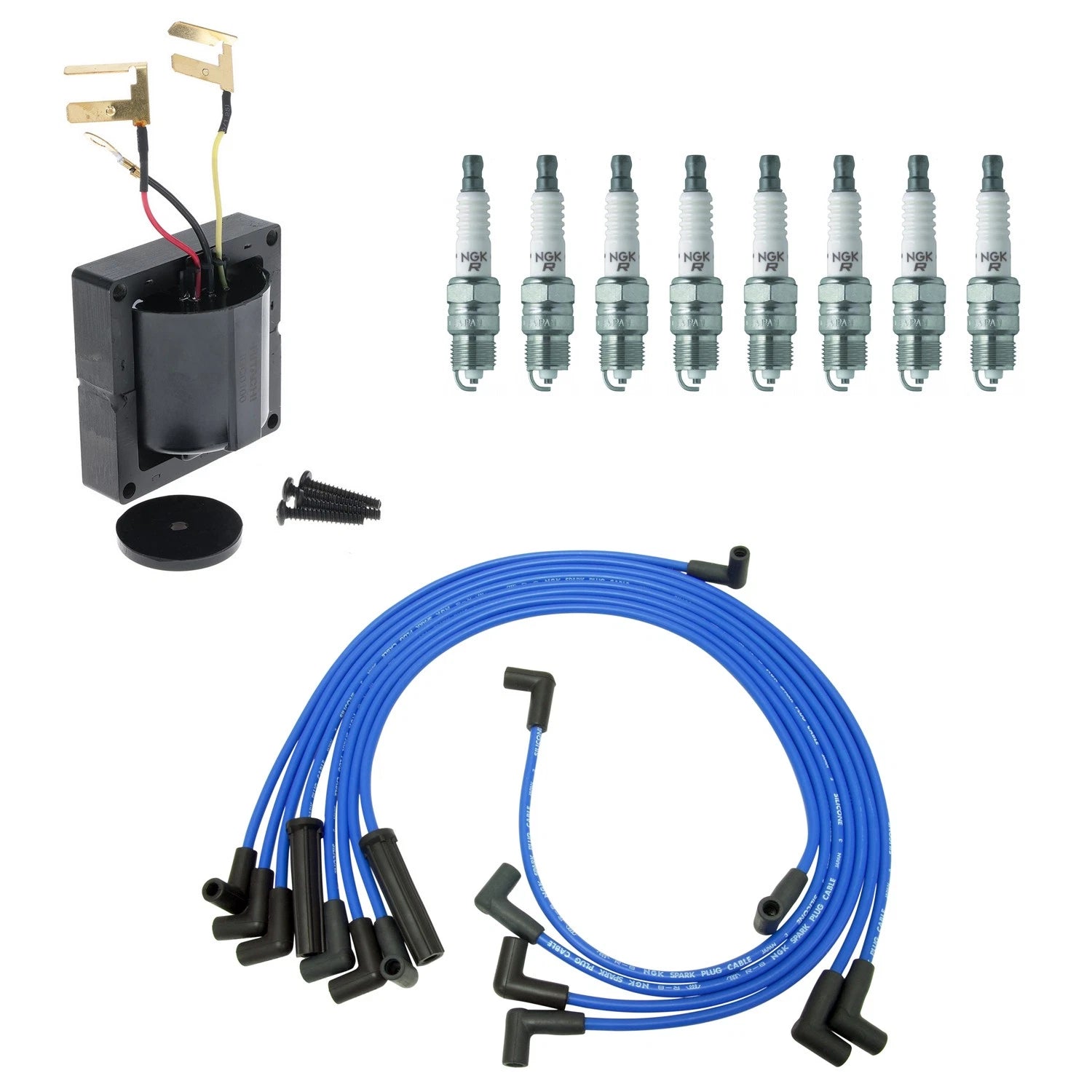 Set of 8 Hitachi Ignition Coils & NGK V-Power Spark Plugs for C10 Jimmy (1973–1991)