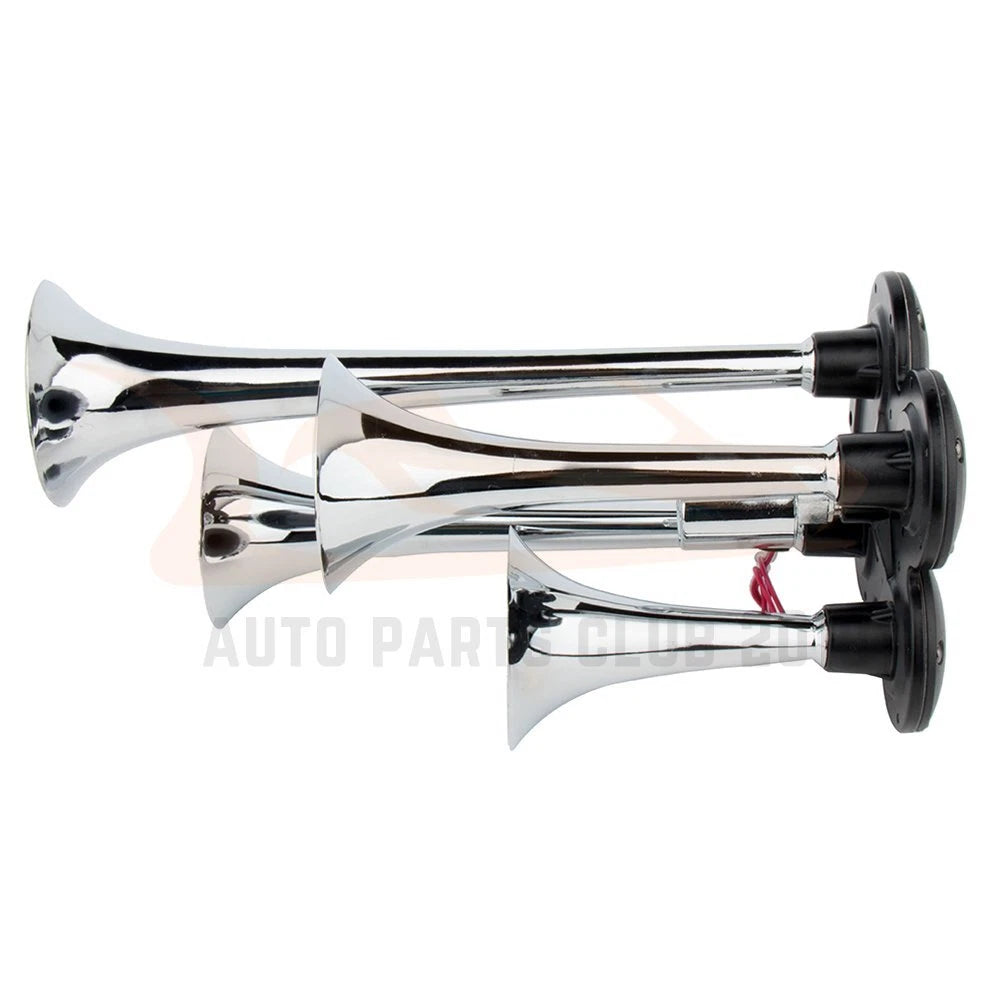 4 Trumpet Air Horn Kit for Car Truck with 12V Compressor Tank Gauge