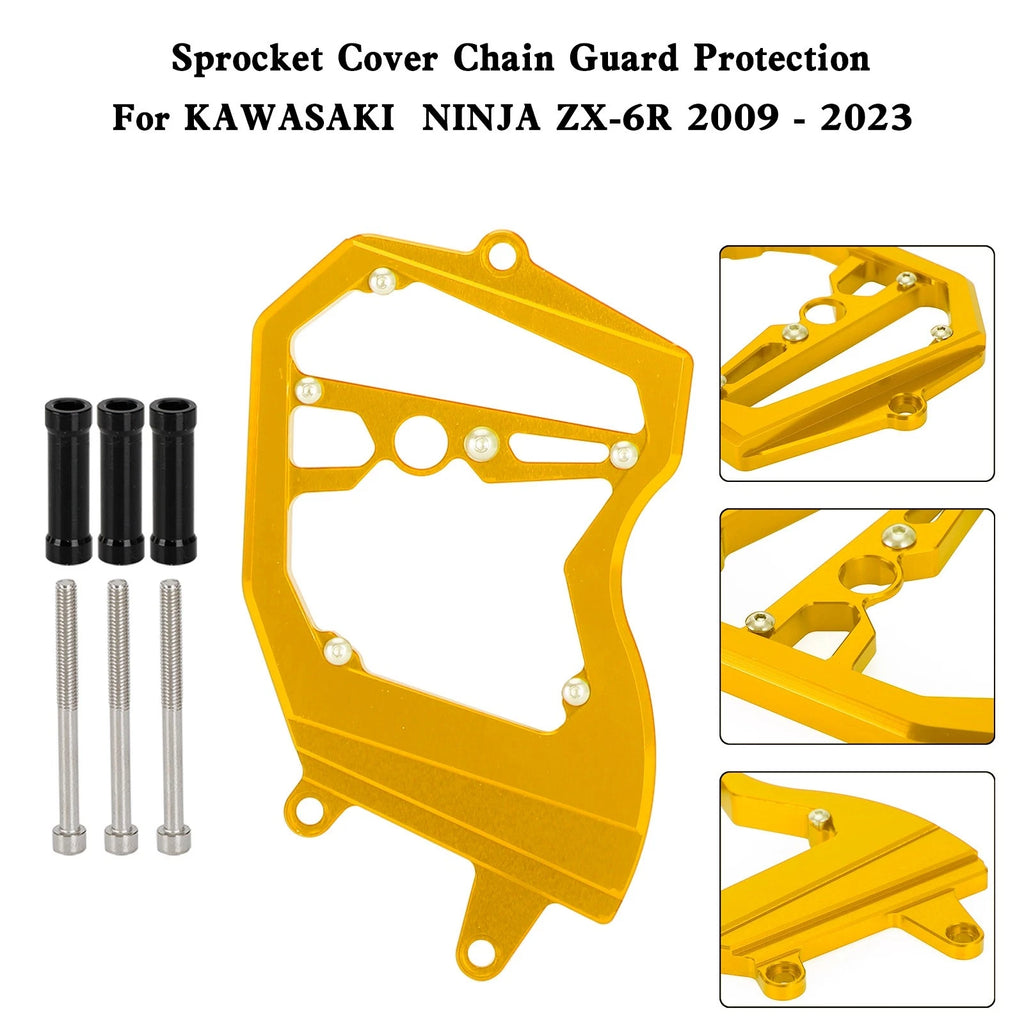 Front Sprocket Cover Chain Guard for Kawasaki Ninja ZX-6R (2009–2023) Gold