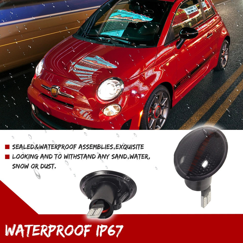 Smoke Sequential Amber LED Side Marker Lights for Fiat 500 (2007–2019)
