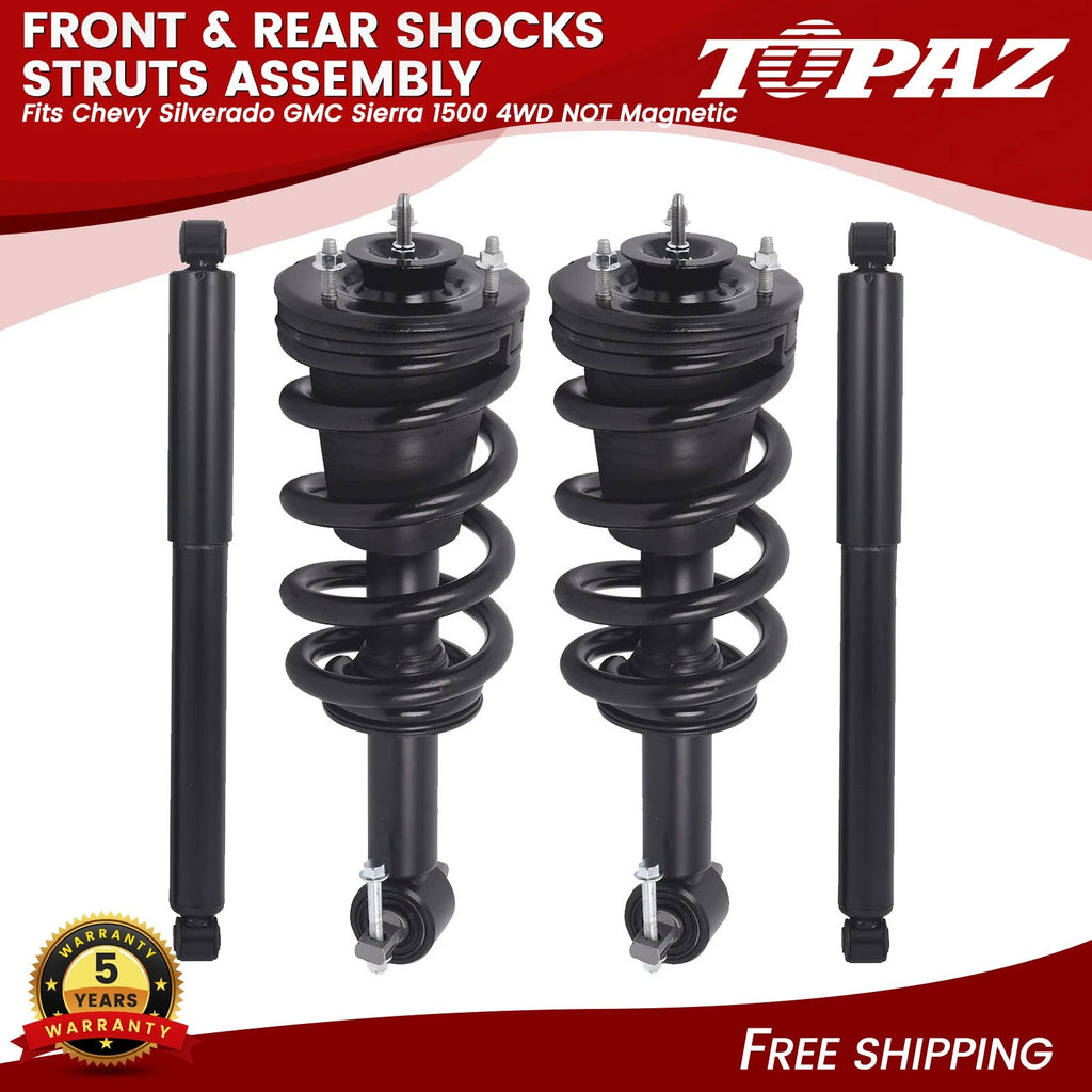 Front Struts + Rear Shocks for Chevy Silverado GMC Sierra 1500 (2014–2023)