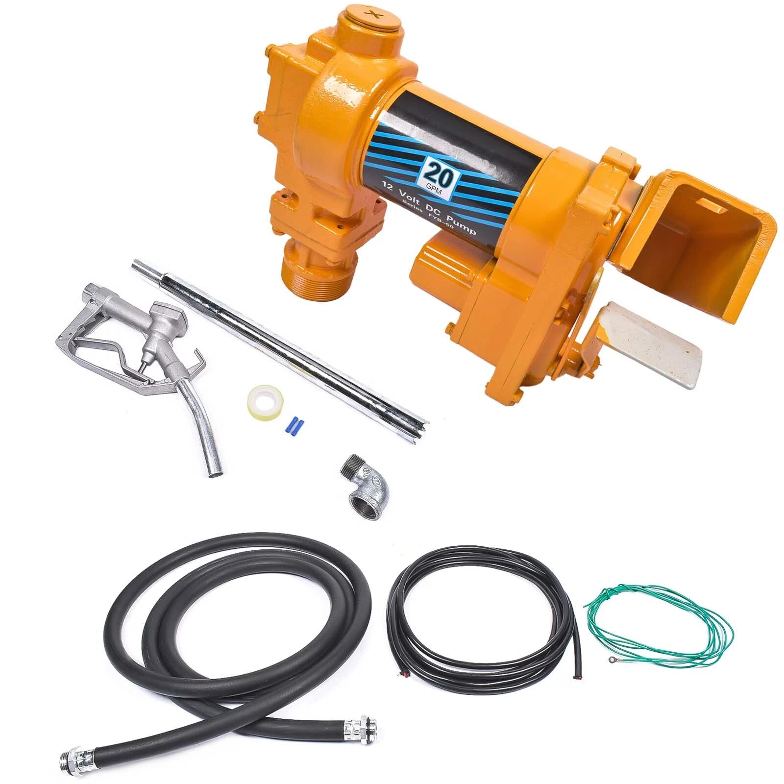 Fuel Transfer Pump 20GPM 12V with Nozzle Kit for Gasoline Diesel