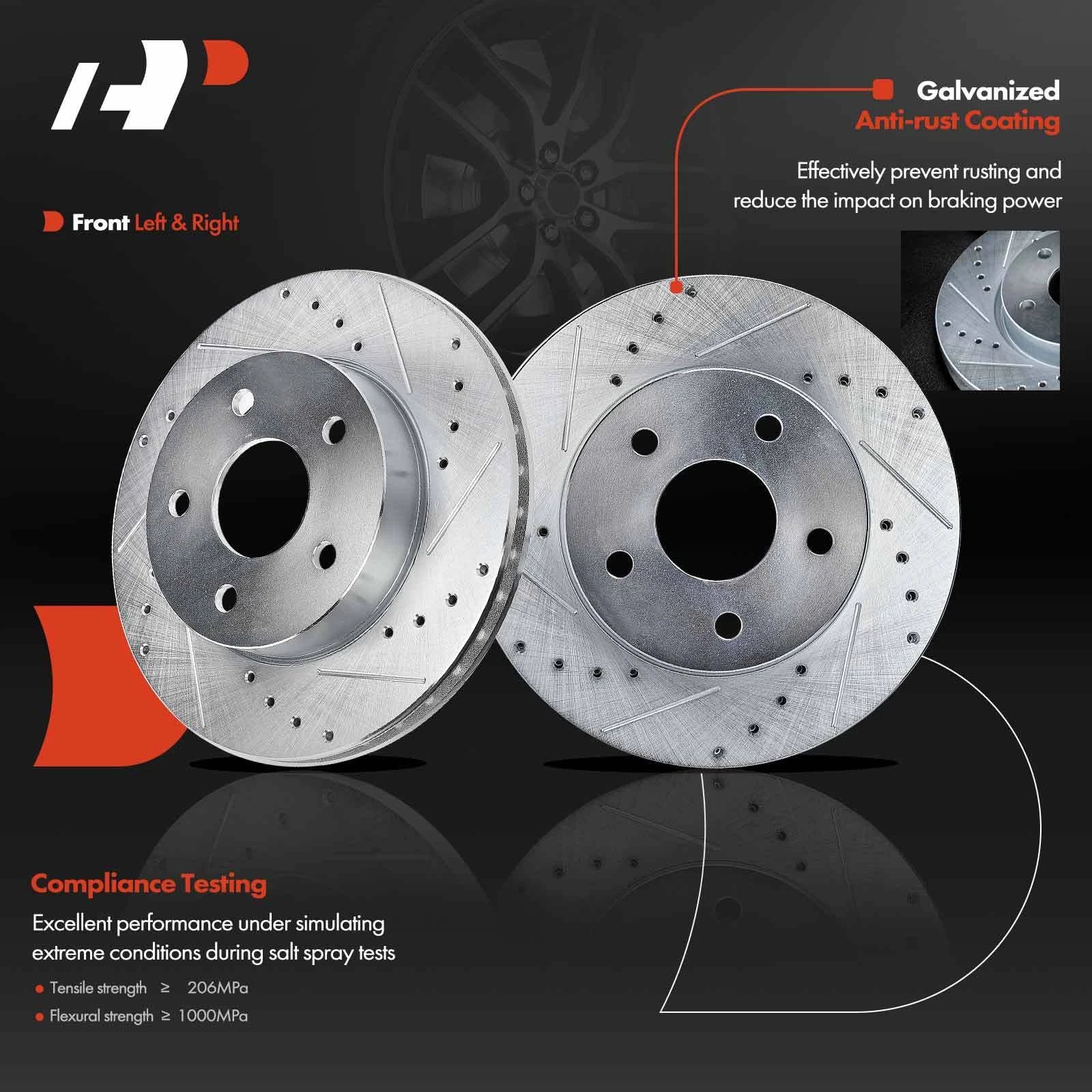 Front Drilled Brake Rotors & Pads for Jeep Grand Cherokee