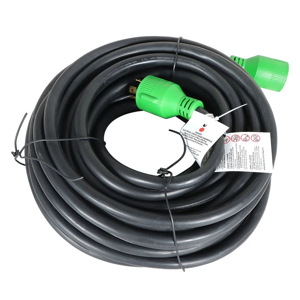 30Amp RV Generator Extension Cable 75ft L14-30P Green Connector