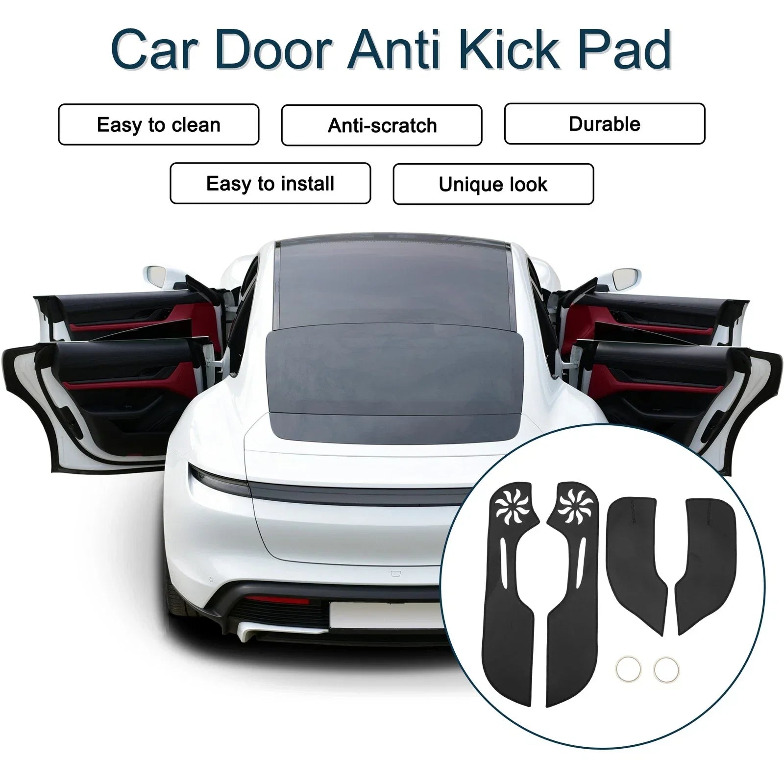 Car Door Anti Kick Pad Sticker Protector for Honda Civic (2012) - Black Set
