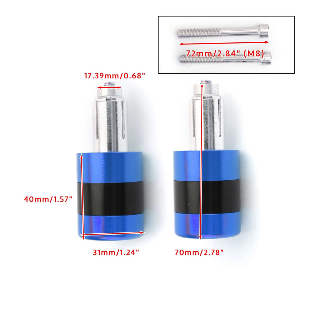 Set of 2 CNC Blue 7/8" 22mm Handle Bar Ends Vibration Reducing Sliders