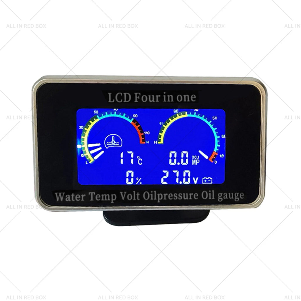 4-in-1 LCD Meter Oil Pressure Voltage Water Temp Fuel Gauge for Universal
