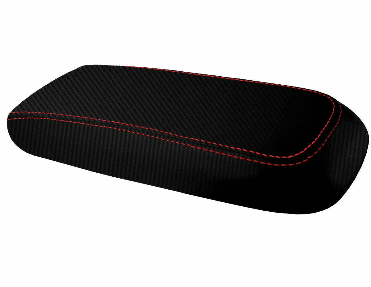 Carbon Fiber Console Lid Cover for Dodge Intrepid (1998–2004) Black Red Stitch