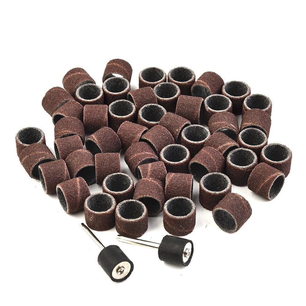 100Pcs 80 Grit Sanding Drum Bands with 2X Mandrels for Rotary Tool