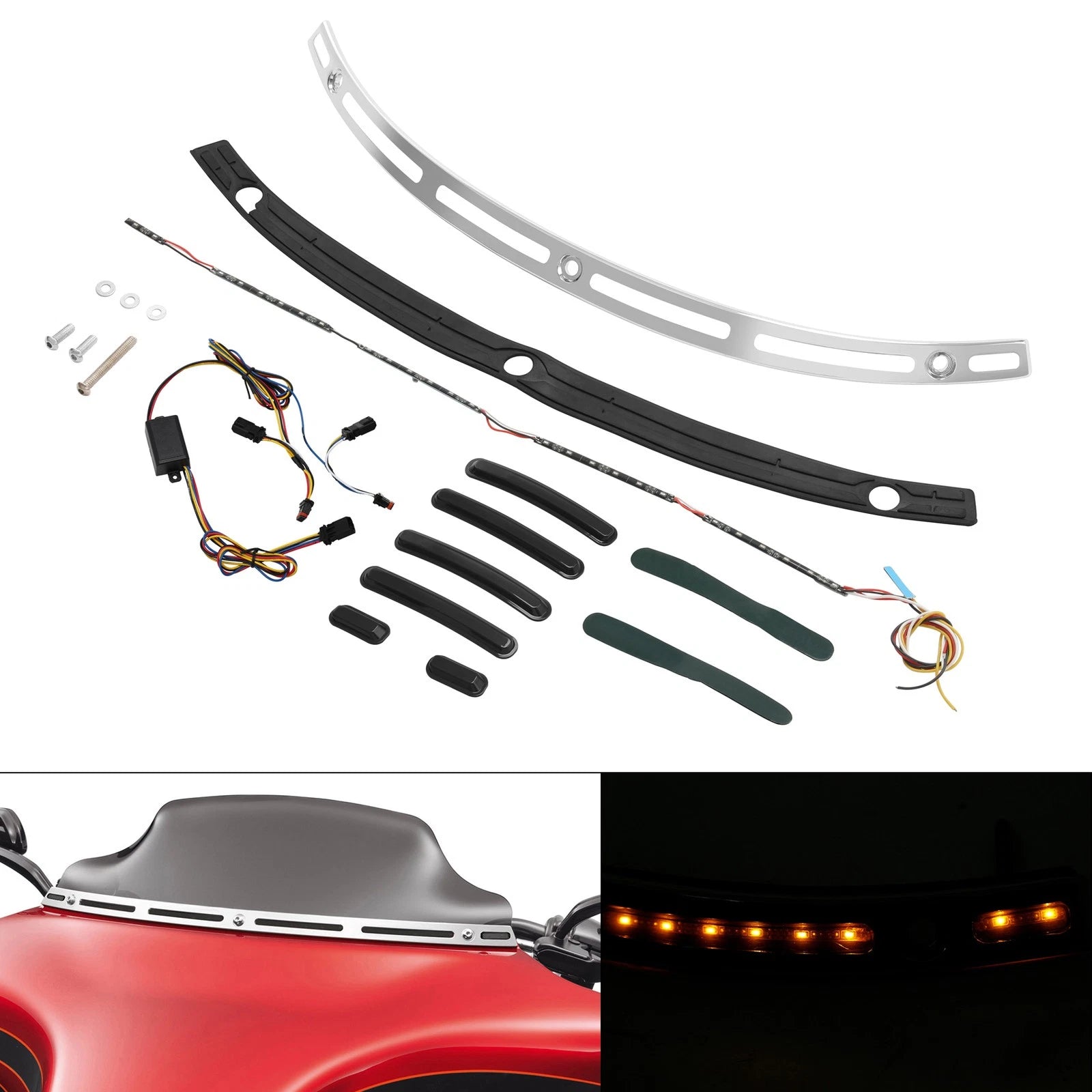 LED Windshield Trim Turn Signals for Harley Electra Glide, Street Glide (2014–Up)
