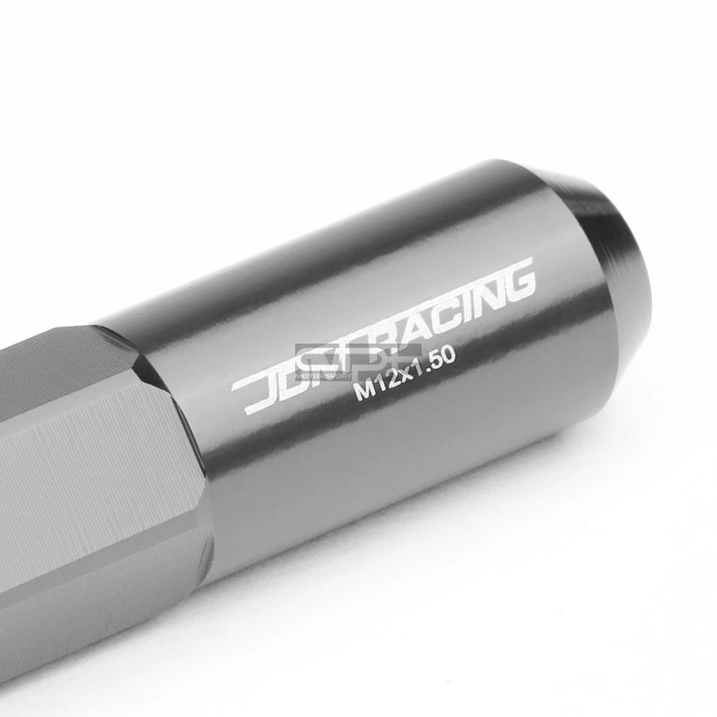 Set of 20 M12x1.5 107mm Tall Gun Metal Aluminum Spiked Lug Nuts + Adapter