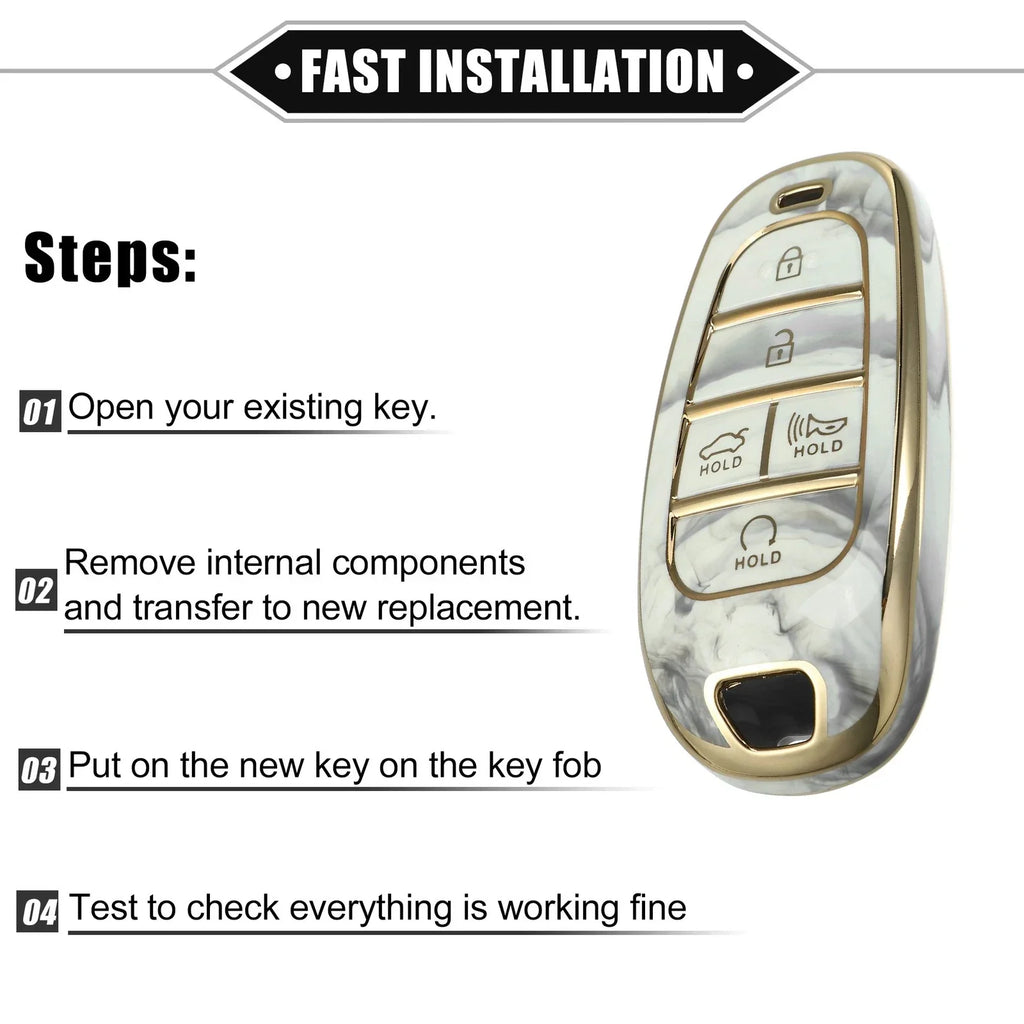 Key Fob Cover for Hyundai Tucson 2020-2022 5 Button Soft TPU Gray