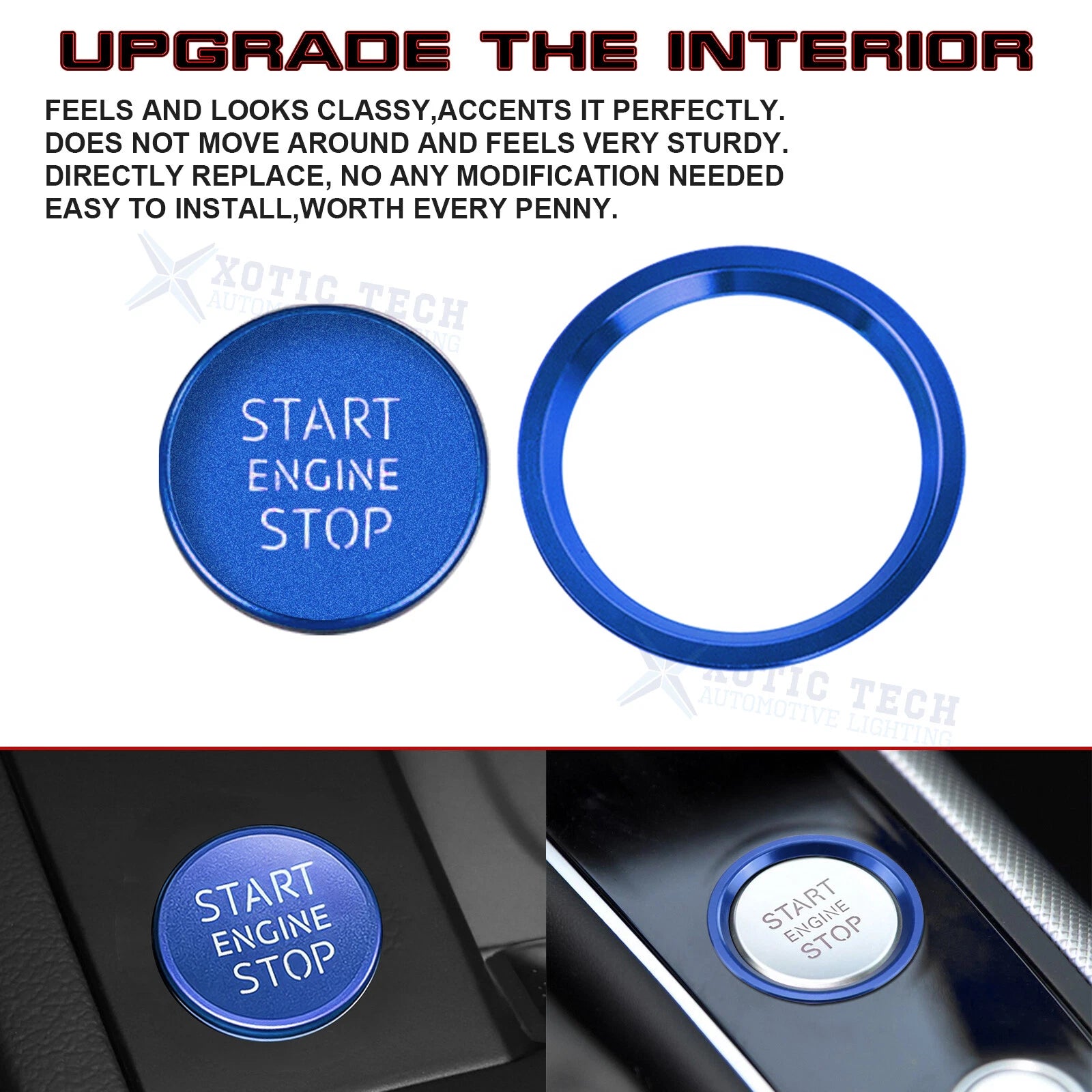 Blue Engine Start Stop Push Button Cover Trim for Audi A4 A5 A6 A7 S4 Q5 (2010-2018)
