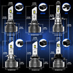 Set of 4 H13 H11 9007 9005 9006 H4 LED Headlight Bulbs 6500K