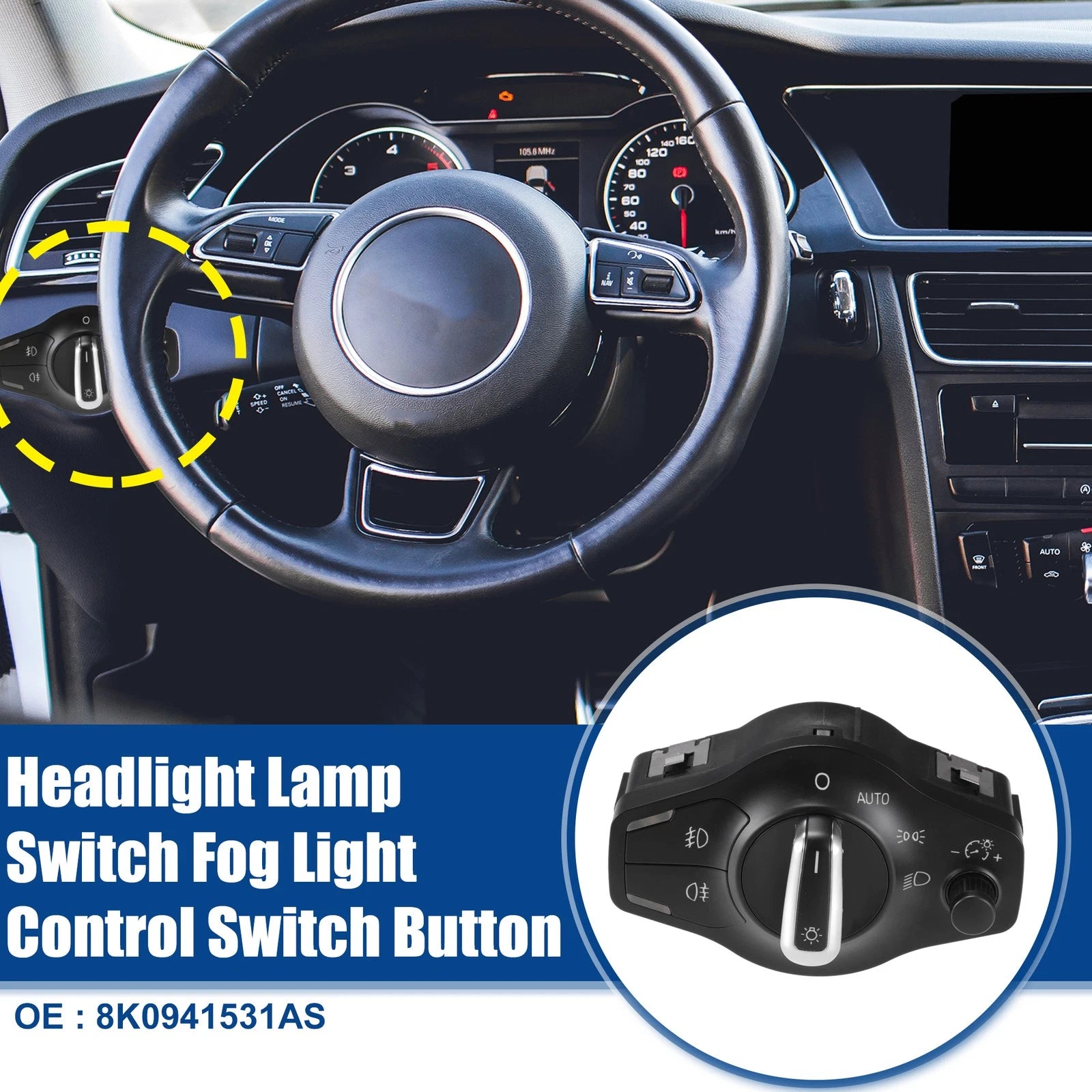 Headlight Lamp Switch for Audi A4, A4 Quattro (2008–2016) No. 8K0941531AS
