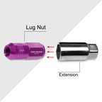 Set of 20 M12X1.5 Purple JDM Closed End Cone Hex Wheel Lug Nuts + Extension 20mm