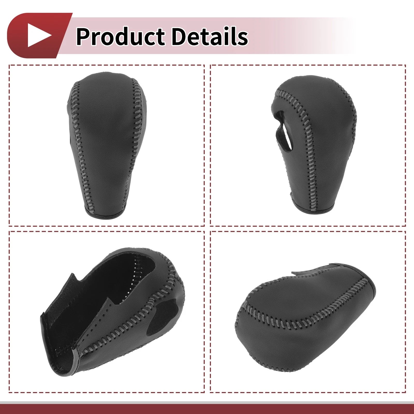 Gear Shift Knob Cover for Ford Edge (2011–2014) Gray Faux Leather