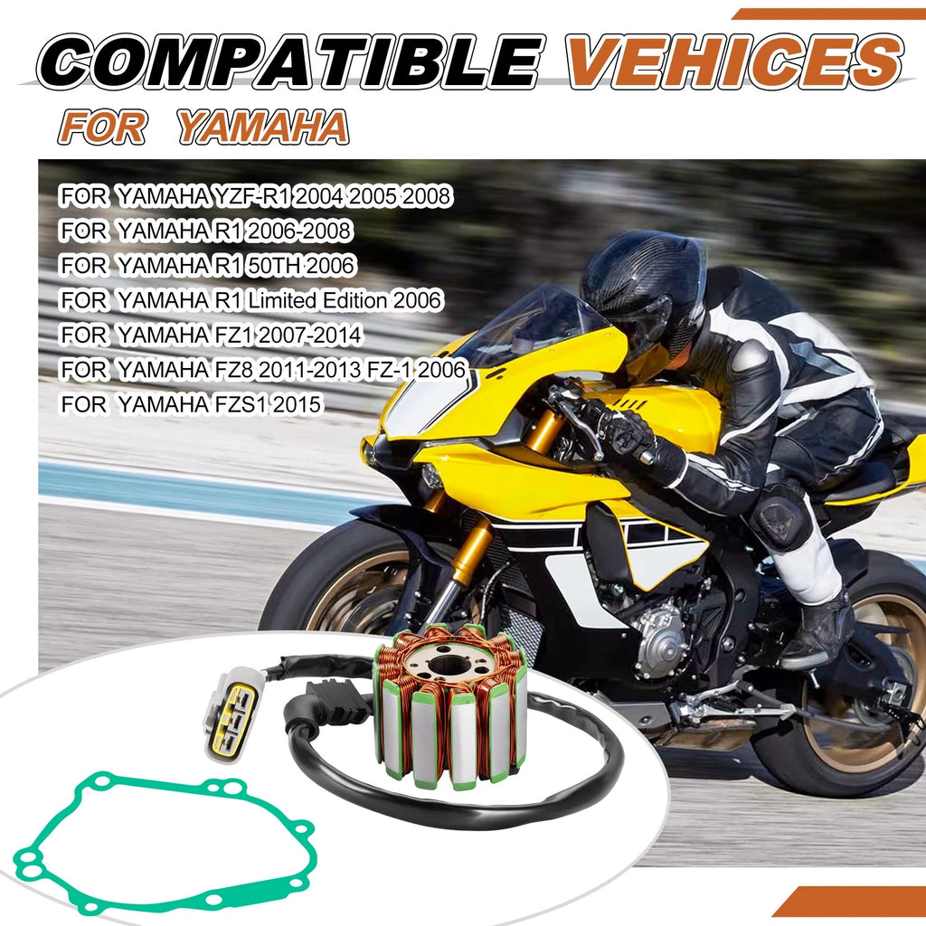 Magneto Stator + Cover Gasket for Yamaha YZF-R1 FZS1 FZ1 Fazer (1998–2023)