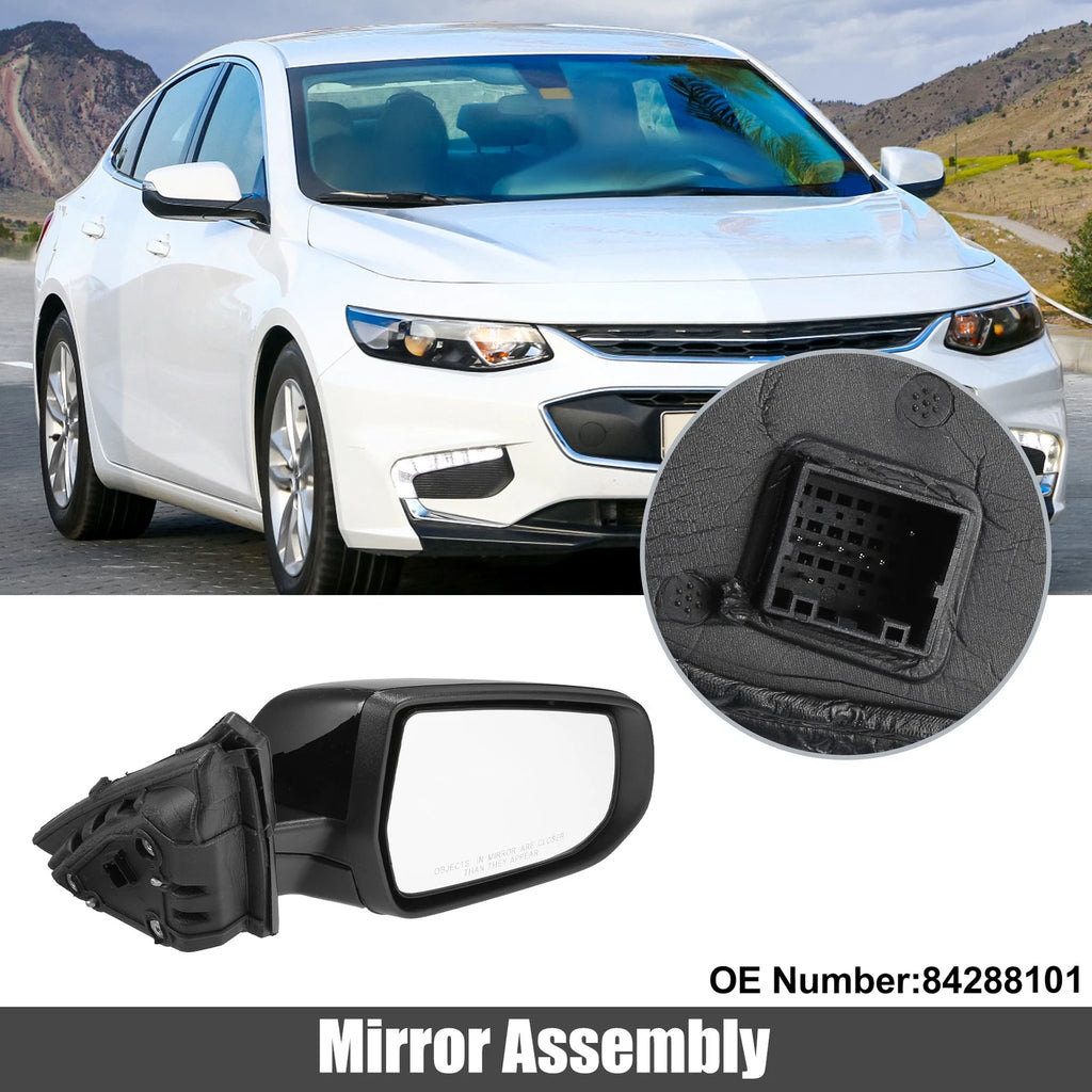 7Pin Right Side Exterior Door Mirror Assembly Black for Chevrolet Malibu (2008–2012)