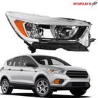 Headlight for Ford Escape (2017–2019) Halogen Right Side Chrome