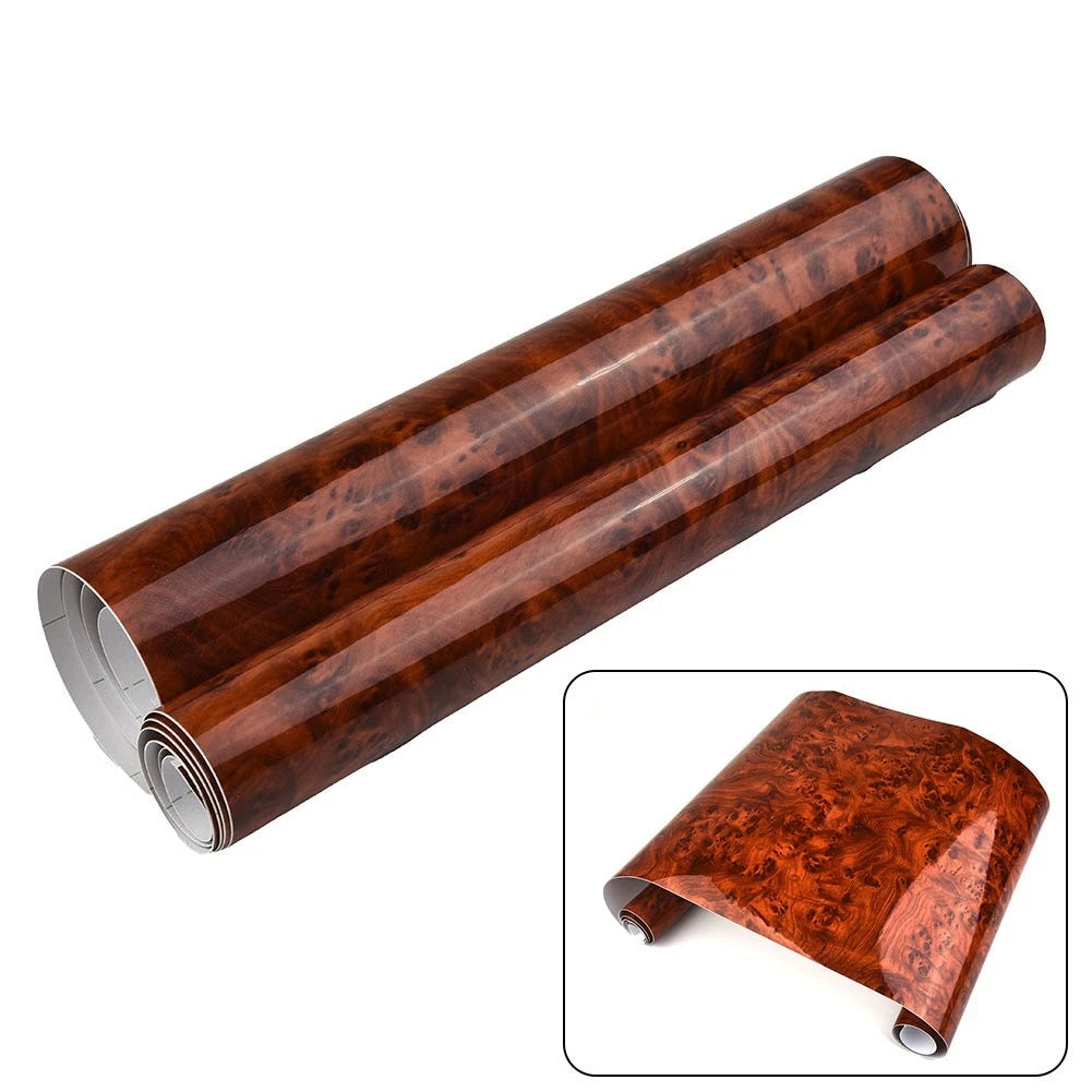 Vinyl Sticker Decal for Car Interior DIY (30x124CM, Maroon Wood Grain)