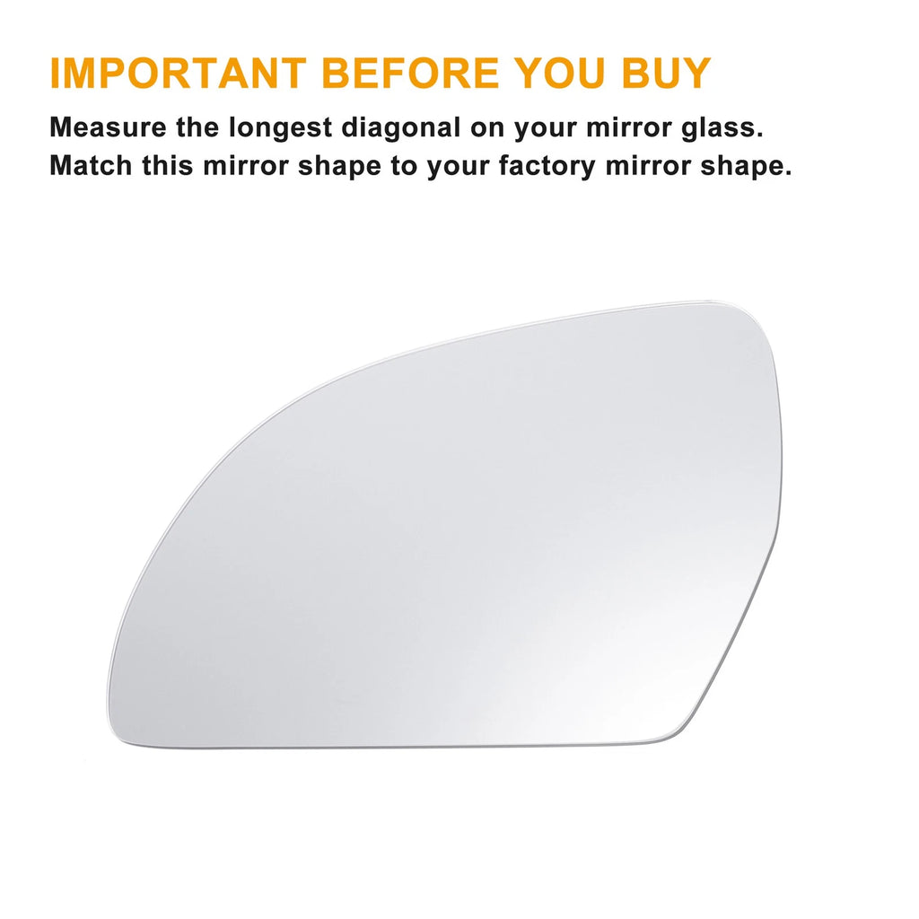 Left Side Heated White Mirror Glass for Audi A3 A4 (2008–2010)